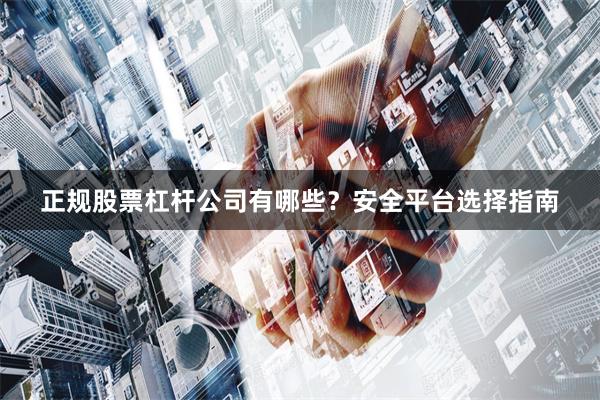 正规股票杠杆公司有哪些？安全平台选择指南